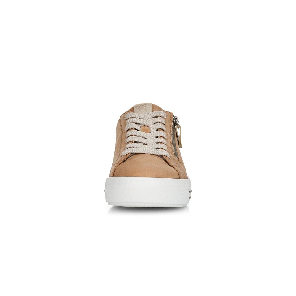 Remonte Schnürhalbschuh Sneaker Leder Reißverschluss sand beige softfoam D0903-60 39 | sand/muschel | G