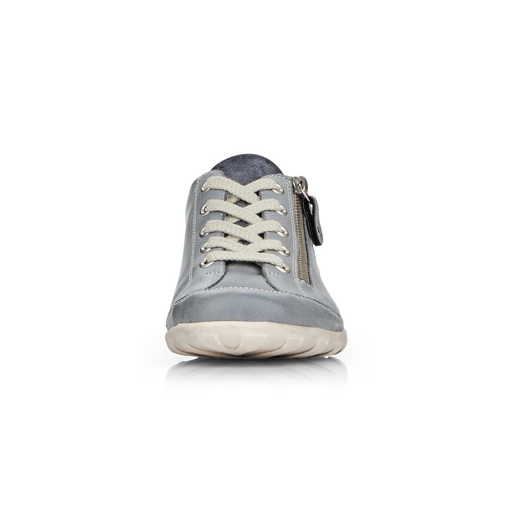 Remonte Sneaker Schnürer Leder Reißverschluss blau kombi R3416-14 