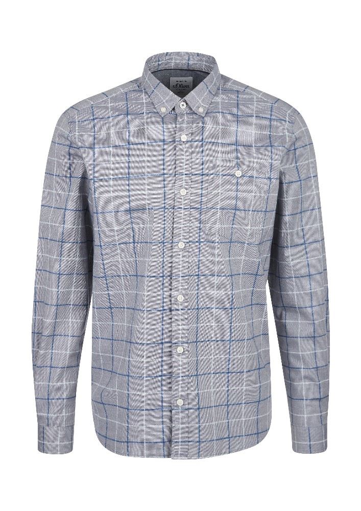 s. Oliver Herren Hemd karriert Strecht grau 2056351 XL | 95N4 grey check | 