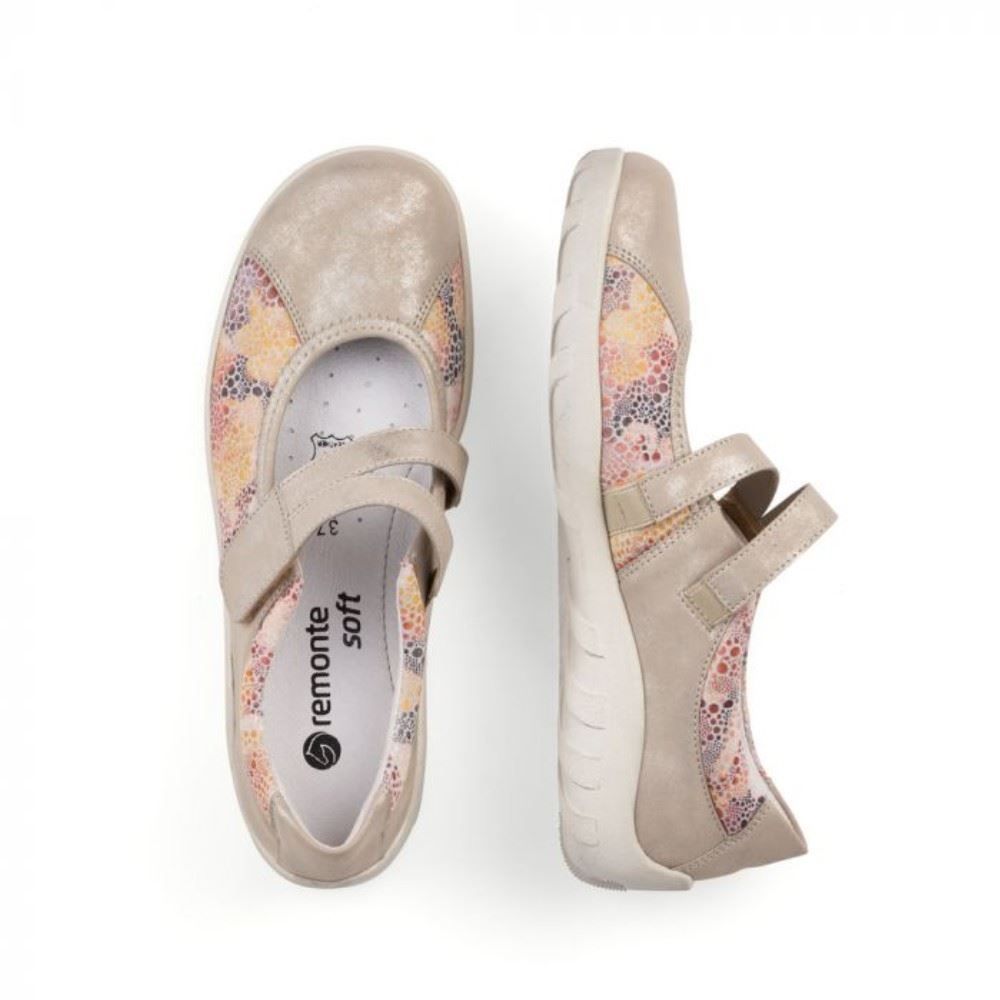 Remonte Slipper Ballerina Spange Leder silner+muschel softfoam R3510-02 