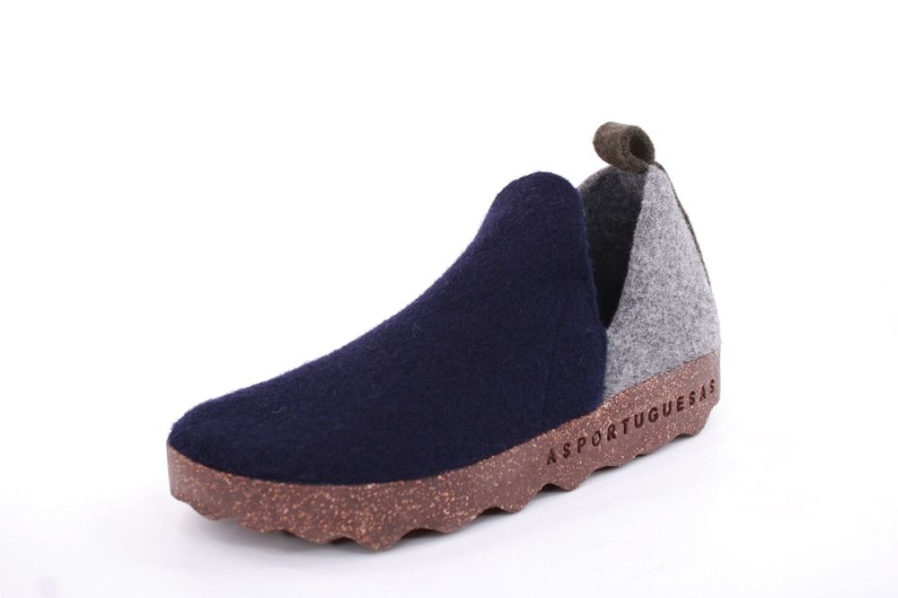 ASPORTUGUESAS City Round Toe Schuh Damen Wolle Kork- Sohle vegan grau S22 P018086011 