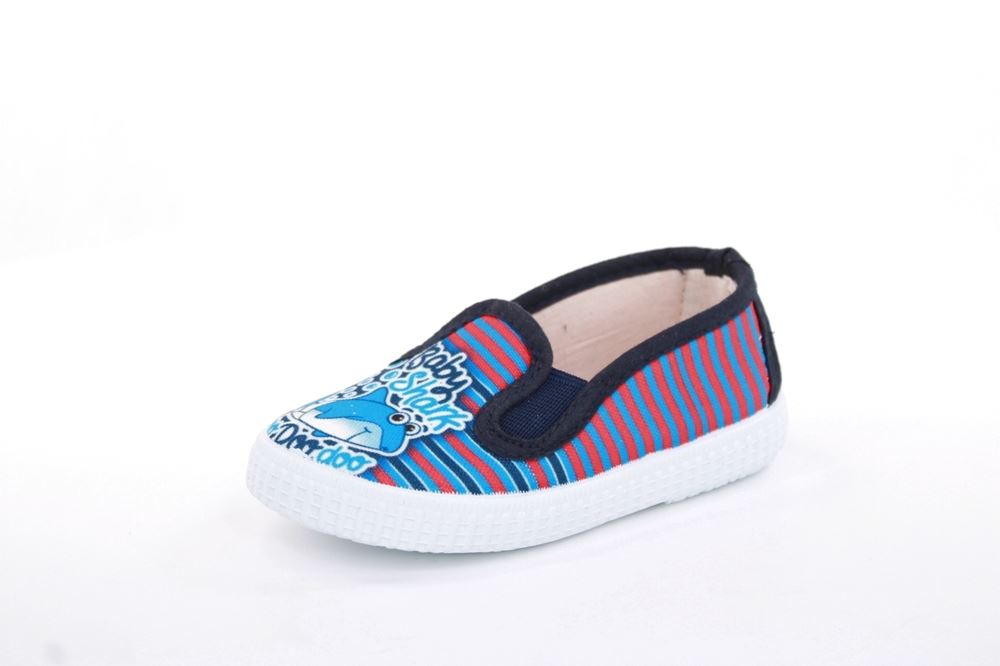 s`knöpfli Kinder Hausschuh Schlupfschuh Hai- Motiv blau S13 V28803 