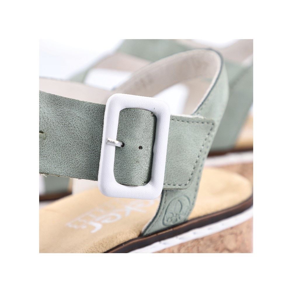 Rieker Sandalette Keilabsatz mintgrün perlweiß V3660-52 