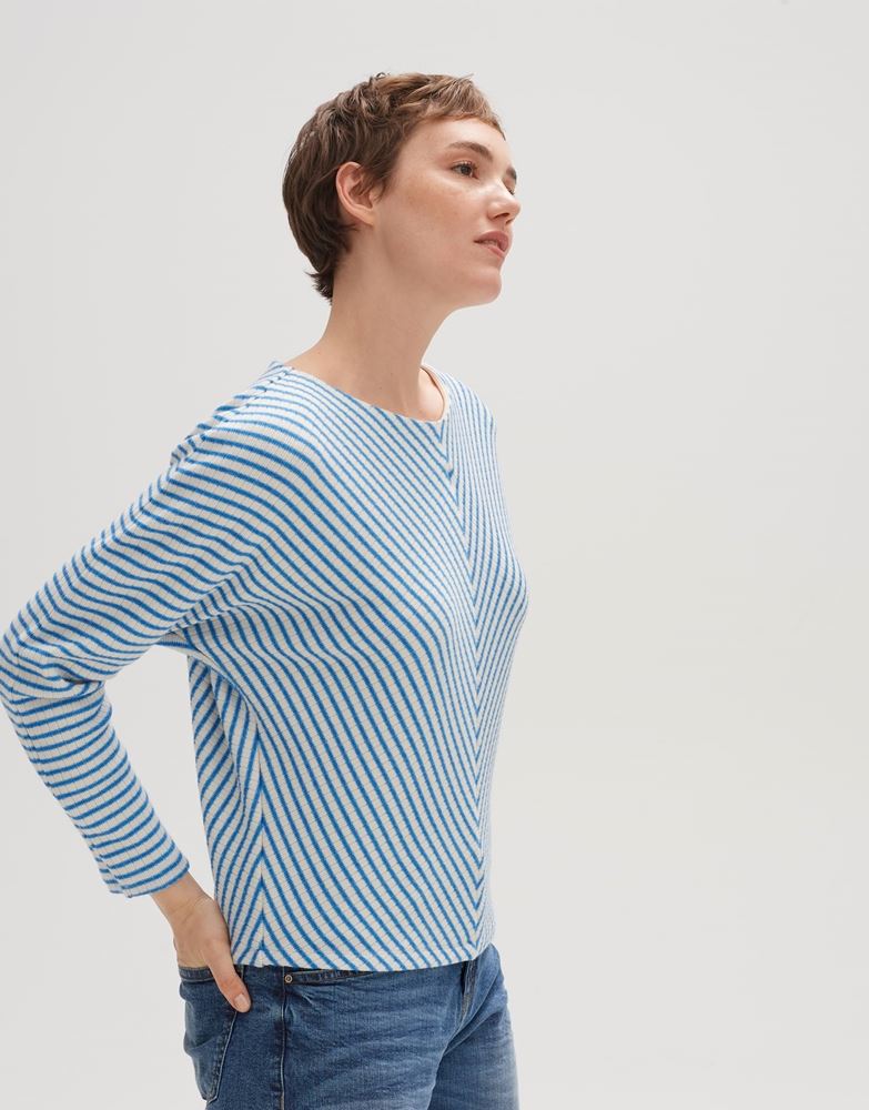 OPUS Sweater Gavna gestreift Fledermausarm Viskosemix blau, schwarz S13 10143611078100 40 | 900 black | 