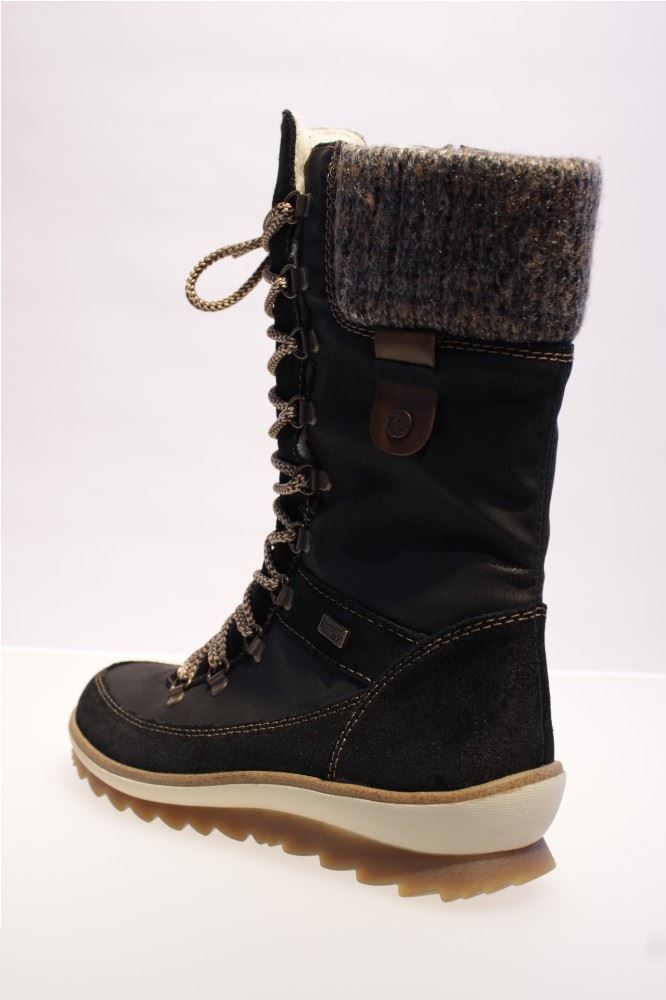 Remonte Stiefel Schnürstiefel Reißverschluss Leder TEX-Membran blau R4371-02 37 | 02 schwarz/nero | 