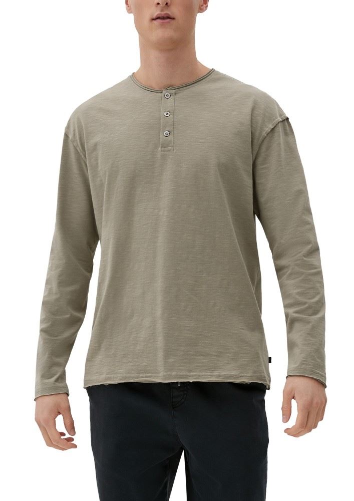 QS designed by Shirt in Flammgarnstruktur braun, schwarz S22  2124127 XS | 8437 BROWN | 
