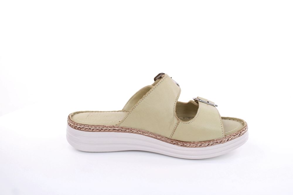 PETER ERIKSON Damen Pantolette Leder Comfort- Fußbett blau, grün S13 231539 