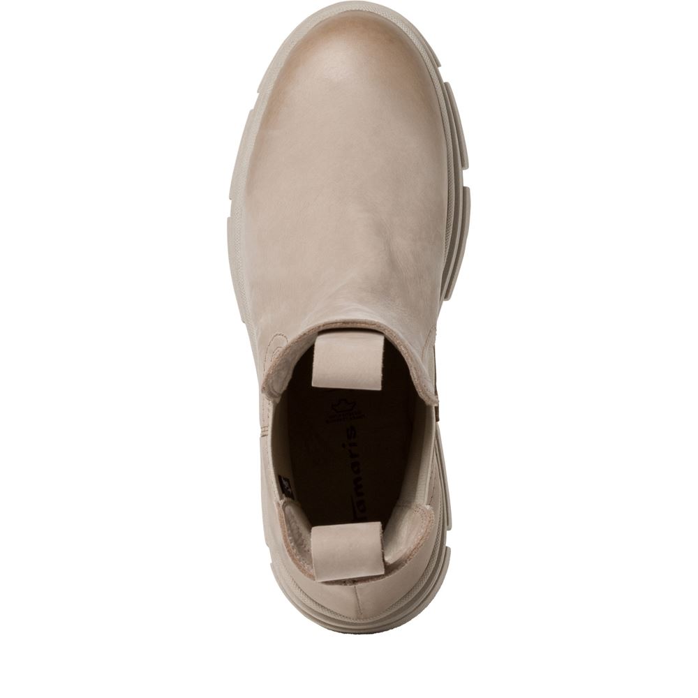 Tamaris Chelsea Boots Leder TOUCHit- Fußbett beige, schwarz S23 1-25901-41 
