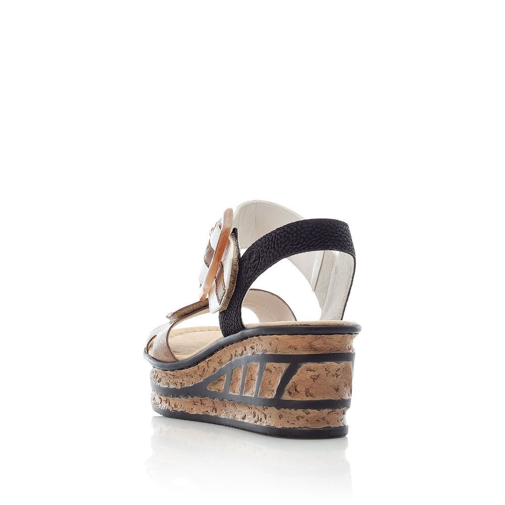 Rieker Sandale Keil Plateau Antistress Klettverschluss Antistress beige  68176-64 41 | leinen/weiss/sc | F