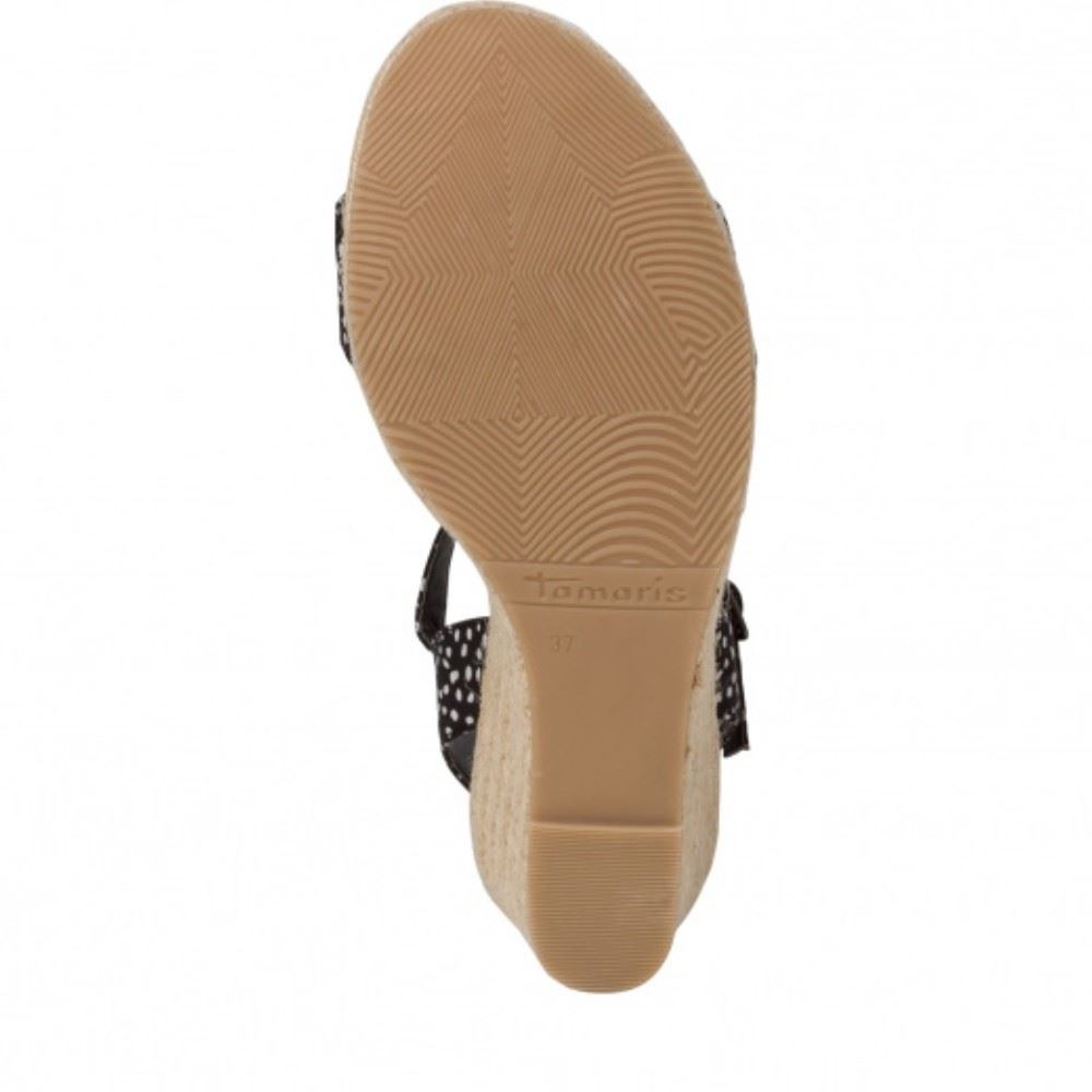 Tamaris Sandalette  Keilabsatz schwarz Punkte 1-1-28300-24 39 | 028 BLACK DOTS | 