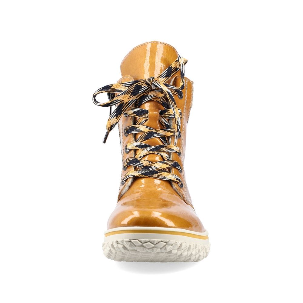 Rieker Antistress Schnürstiefel Schnürboot Lack-Optik gelb  S21  Z4206-68 39 | miele/beige | E