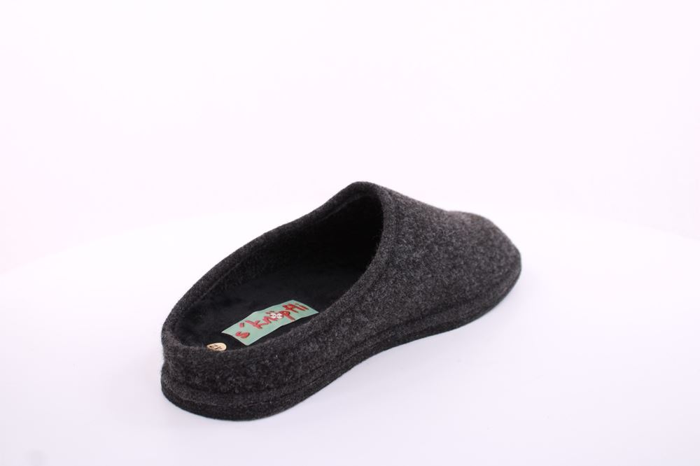 s`knöpfli Herren Hausschuh Pantoffel Filz Filzsohle grau S22 523 