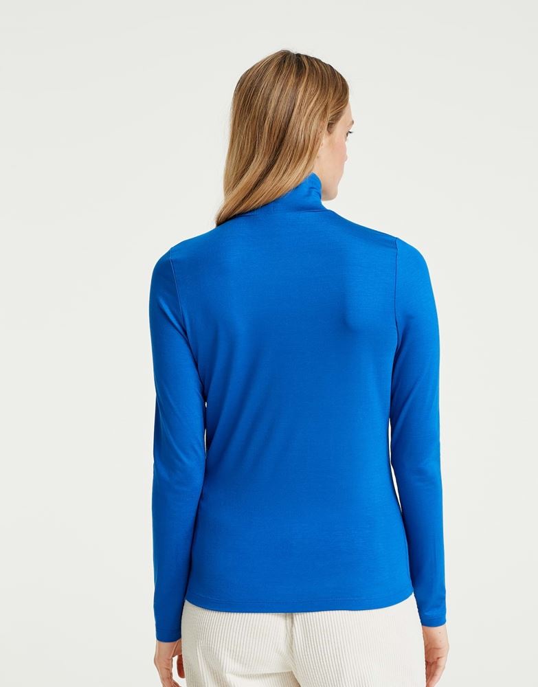 OPUS Sariette Rollkragenshirt blau und milk S22 10111810862100 44 | 30011 vibrant g | 