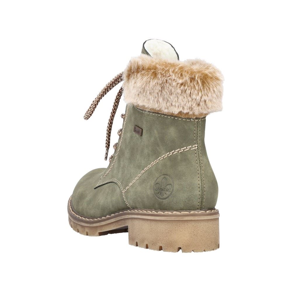 Rieker Antistress Damen Schnürboot Schnürstiefelette TEX- Membran Warmfutter Kunstfell grün S22 Y9100-54 
