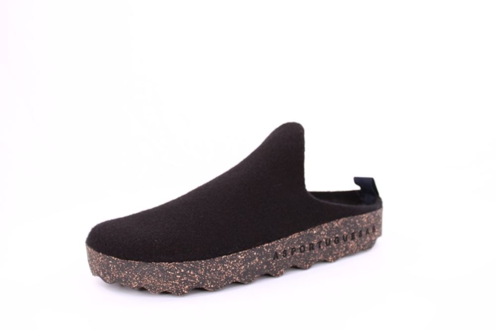 ASPORTUGUESAS Herren Pantolette Wolle Kork vegan schwarz S21 P018061000 