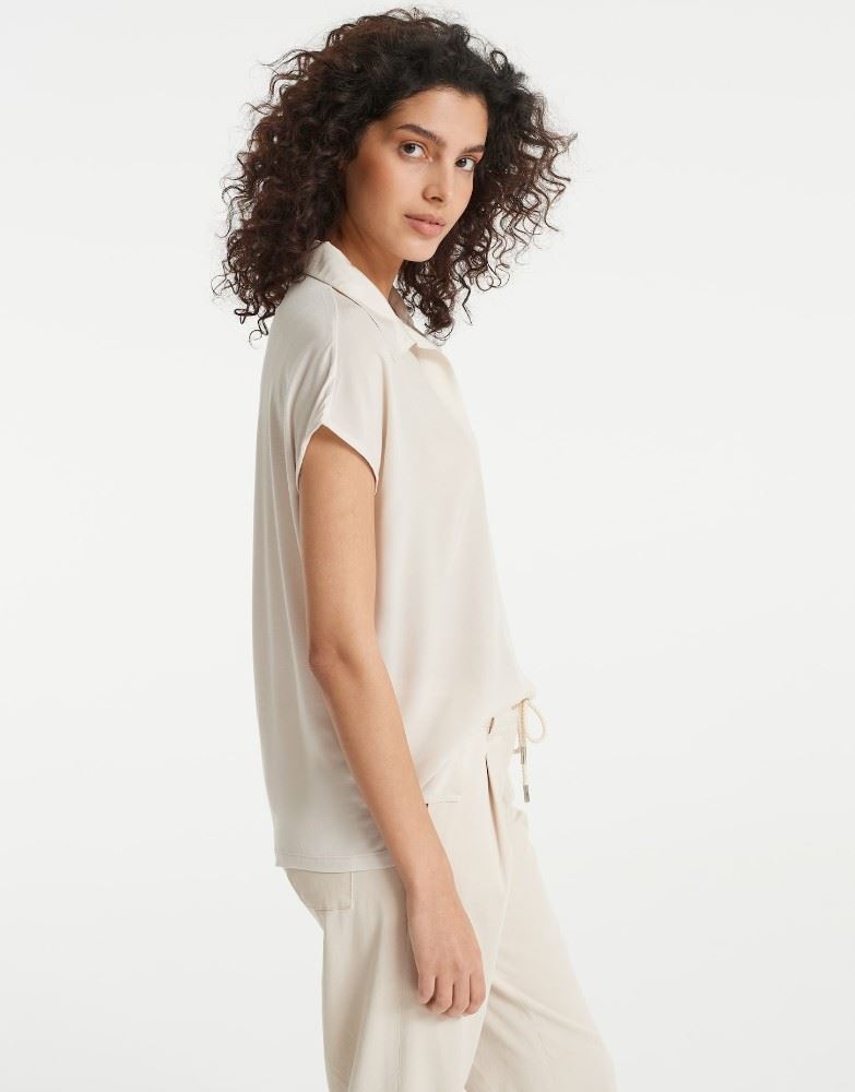 OPUS Shirt Sylvaino Blusenkragen beige grün S12  1003899206100 