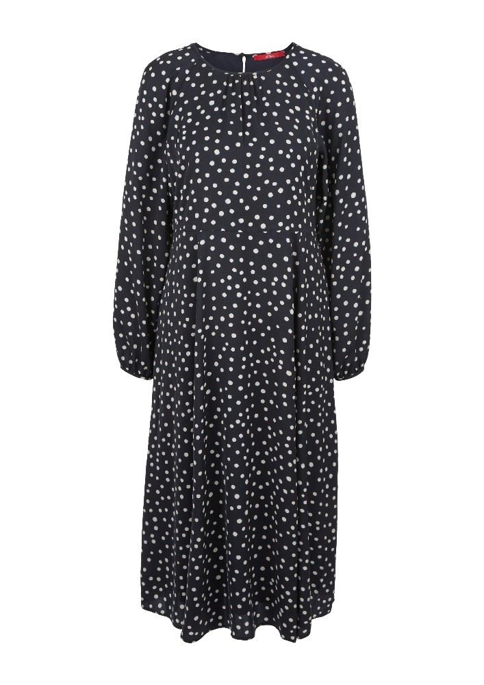 s. Oliver Kleid Midi Punkte schwarz 2056584 34 | 59A1 dark blue | 