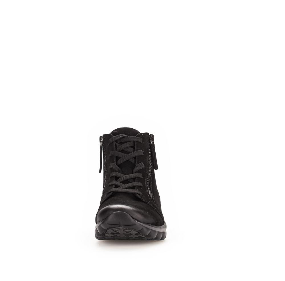 Gabor rollingsoft Schnürstiefelette Schnürboots Rauleder Wechselfußbett schwarz S23 36.868.47 
