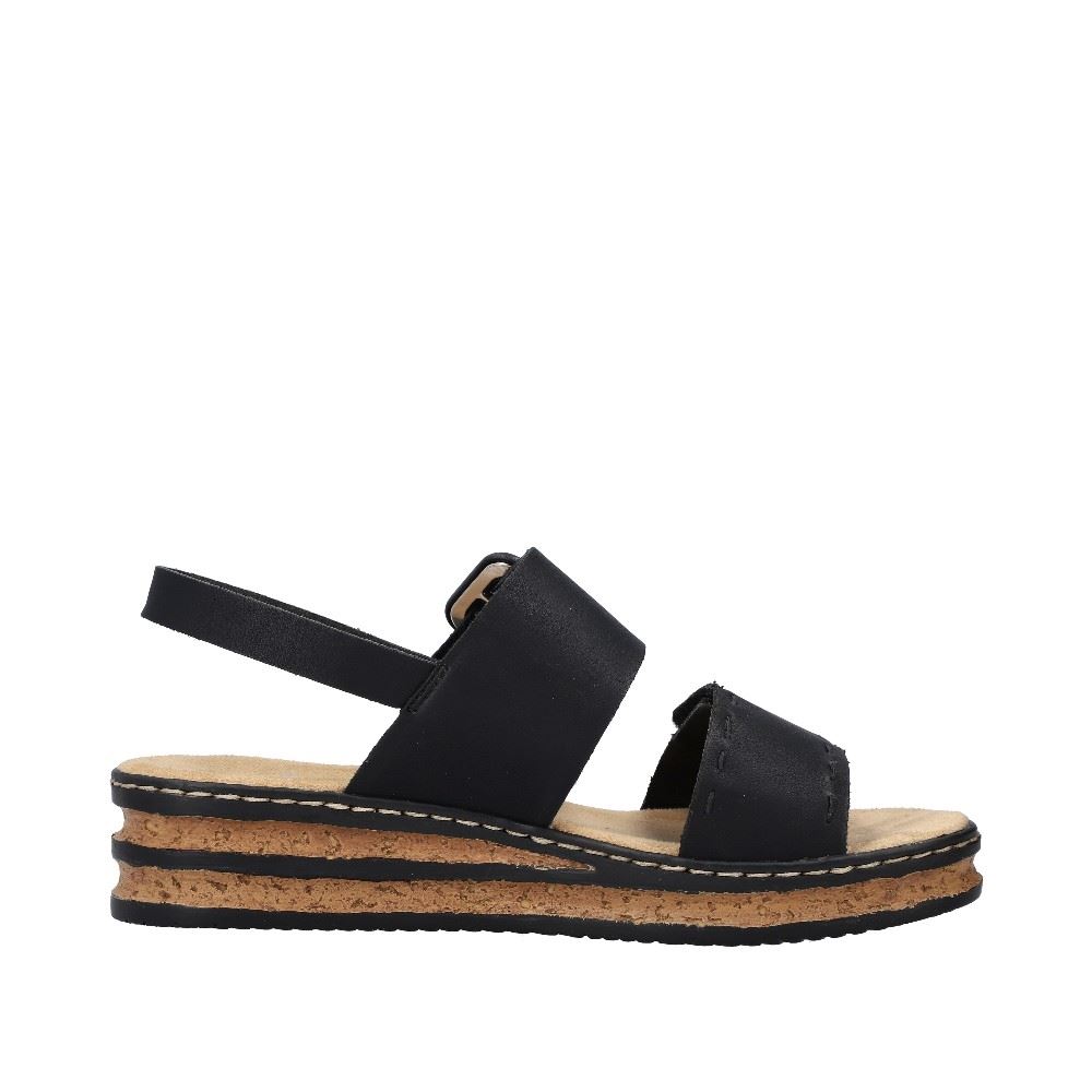 Rieker Damen Keilsandalette schwarz 62950-00 