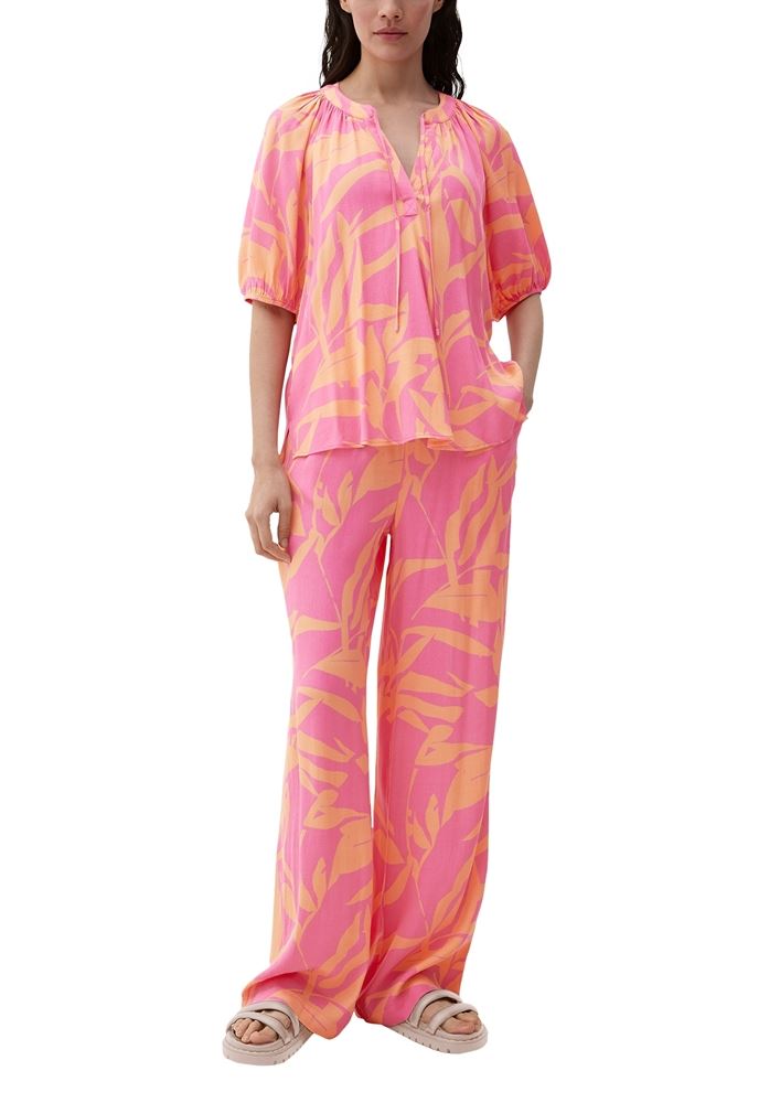 s.Oliver Kurzarmbluse aus Viskose pink, schwarz S13  2131906 