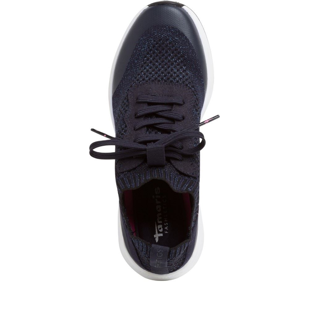 Tamaris Fashletics Sneaker blau Glitzer metallic 1-1-23758-26 40 | 824 NAVY METALL | 