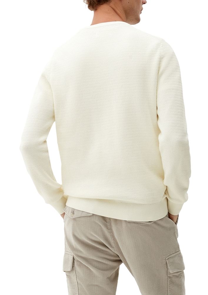 s.Oliver Herren Pullover Baumwollstrick Rundhals- Ausschnitt weiß,blau,schwarz S22  2118085 XXL | 0240 WHITE | 