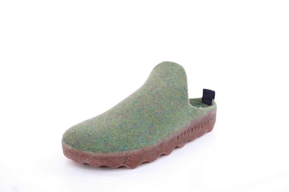 ASPORTUGUESAS Damen Pantolette Wolle Kork vegan Nachhaltig grün S22 P018023053 40 | moss green | 