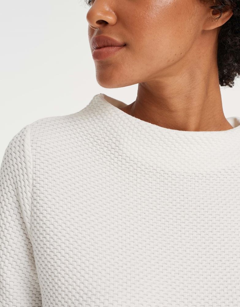 OPUS Sweatshirt Gasdina  Funnelneck Waffelstruktur Gummibund beige S22 1013049448100 