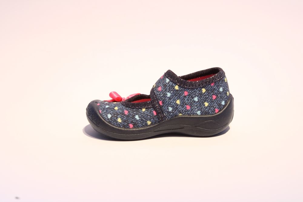 Beck Hausschuh Mädchen blau Glitzer Schleife 3038/05 21 | dunkelblau | 