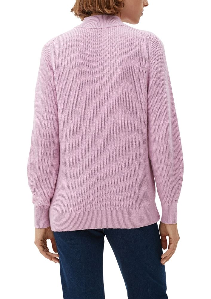 s.Oliver Damen Strickpullover Turtelneck Stehkragen weite Ärmel rosa, blau, schwarz S22  2123882 40 | 4082 LILAC/PINK | 