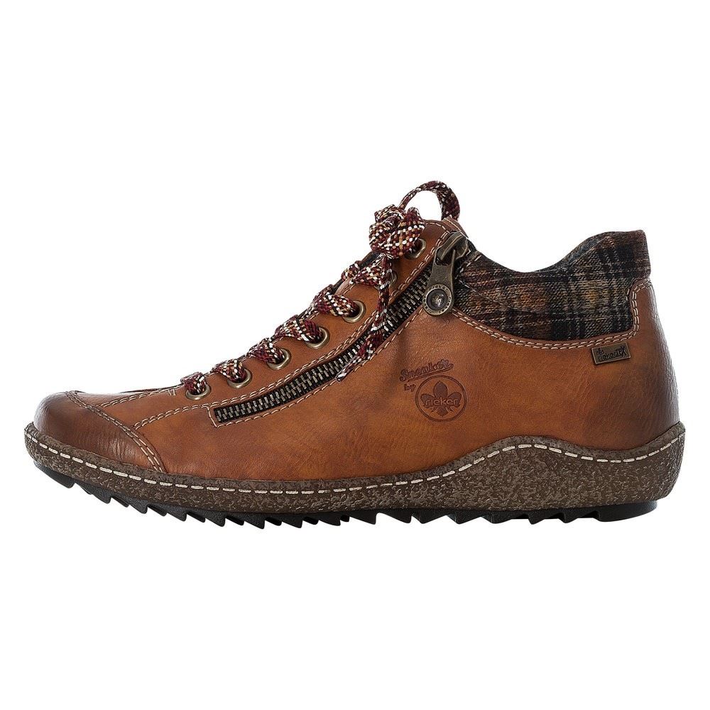 Rieker Schnürschuh Tex - Membran Reißverschluss braun L7516 
