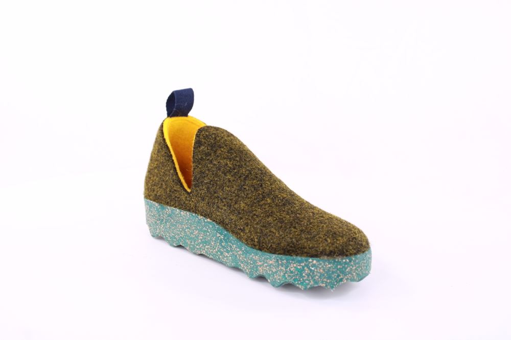 Asportuguesas Slipper CITY FOREST Naturwolle Kork-Sohle vegan grün S21 P018003017 37 | forest | 
