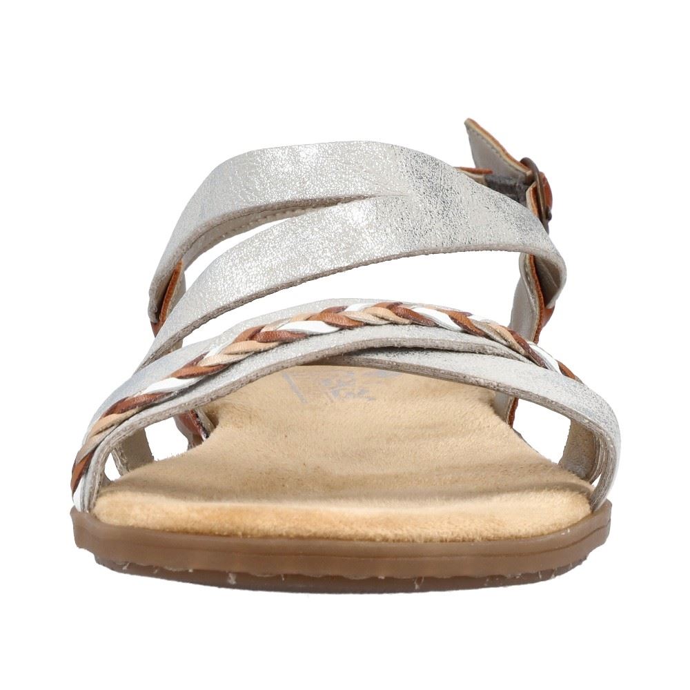 Rieker Antistress Damen Sandale Riemchen silber S12  64263-40 38 | fog-silver/caye | F