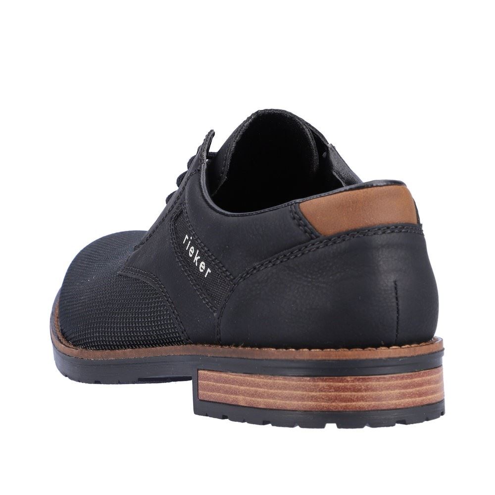 Rieker Antistress Herren Schnürschuh klassisch strukturiertes Obermaterial schwarz S22 14614-00 40 | schwarz/schwarz | G