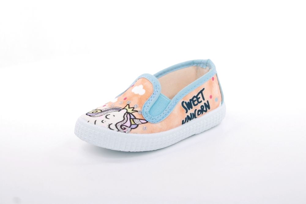 s`knöpfli Kinder Hausschuh Schlupfschuh Mädchen Einhorn- Motiv orange S13 V28851 