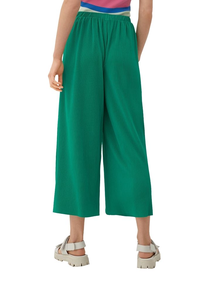 s.Oliver Regular: Culotte mit Plisséefalten grün, schwarz S13  2129625 