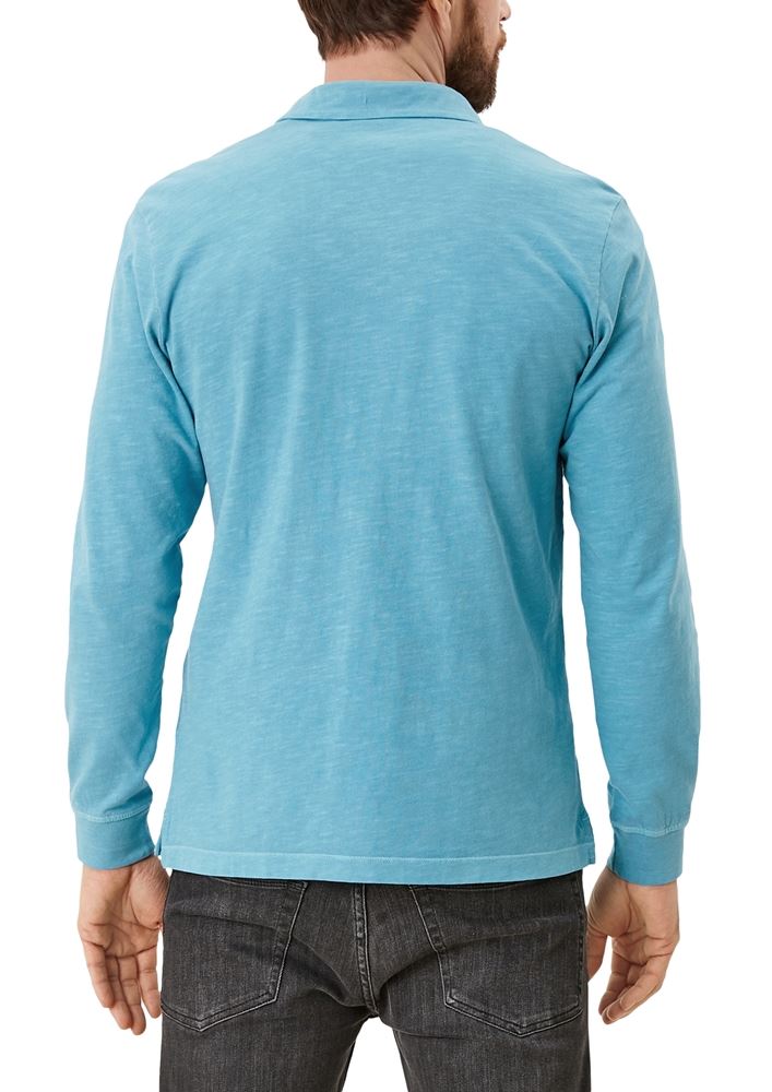 s.Oliver Shirt langarm Flammgarnjersey Polokragen blau  schwarz S12 2115897 