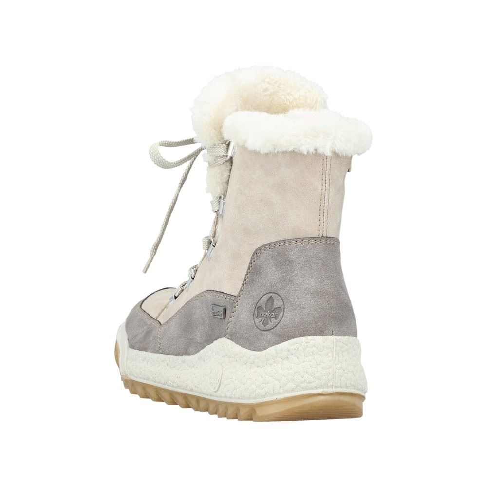 Rieker Antistress Damen Schnürboots Winterboots TEX- Membran Warmfutter derbe Sohle beige S22  Y4744-61 37 | grey/champignon | G
