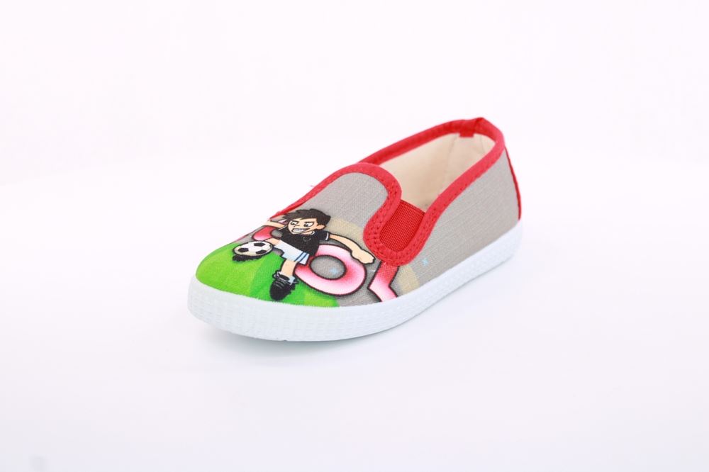 s`knöpfli Kinder Hausschuh Schlupfschuh Fussball- Motiv grau S13 V28902 