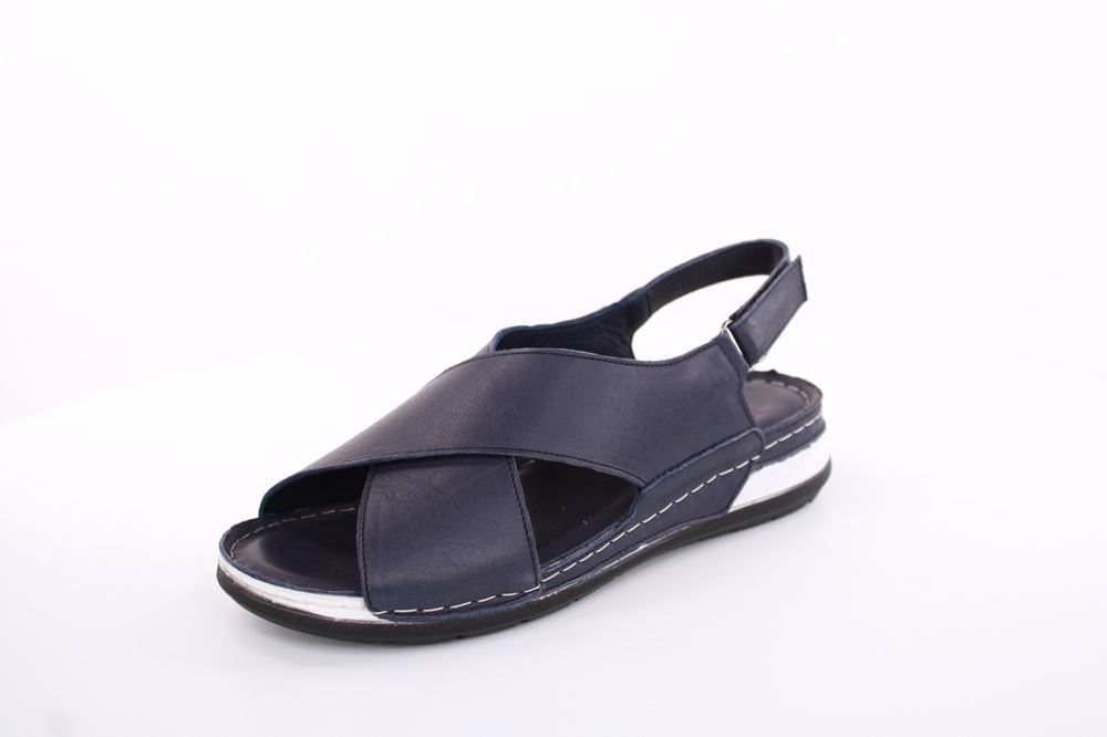 PETER ERIKSON Damen Sandale Leder Comfort- Fußbett blau S13 221530 