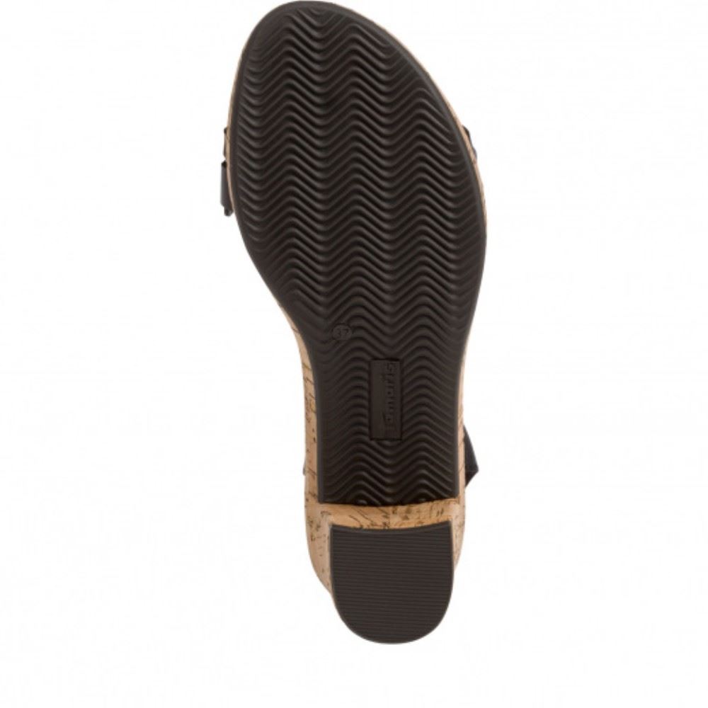 Tamaris Sandalette Leder Keilabsatz schwarz 1-1-28004-24 