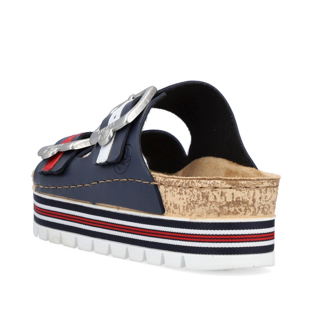 Rieker Damen Pantoletten marineblau Plateausohle S13  69550-14 