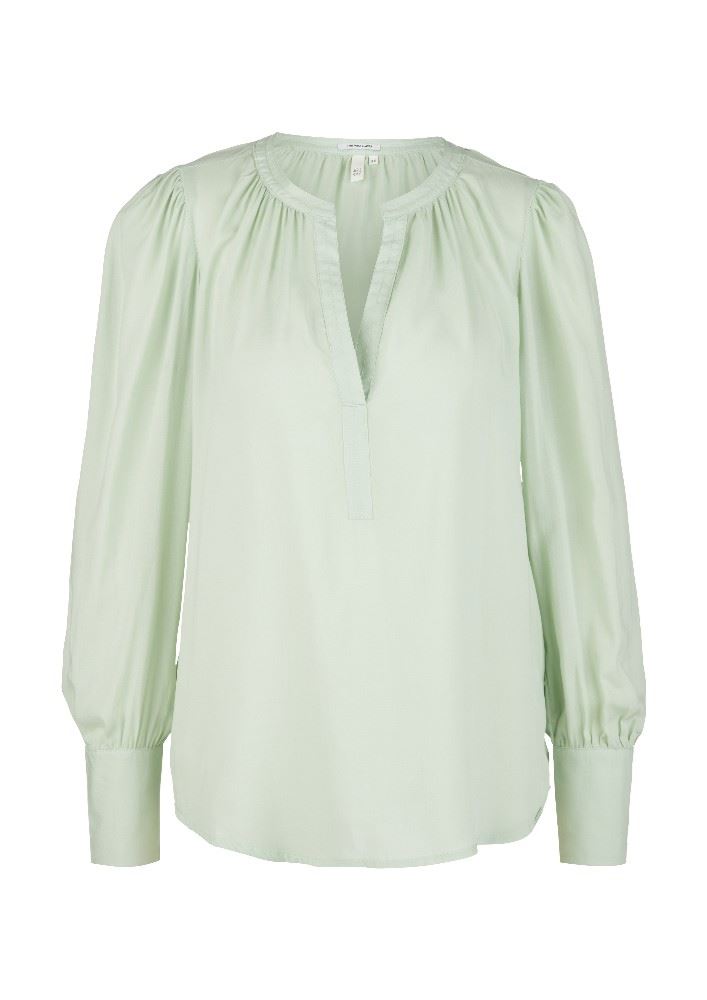 QS designed by Modalbluse mit Falten-Detail grün  2058807 34 | 7220 Green | 
