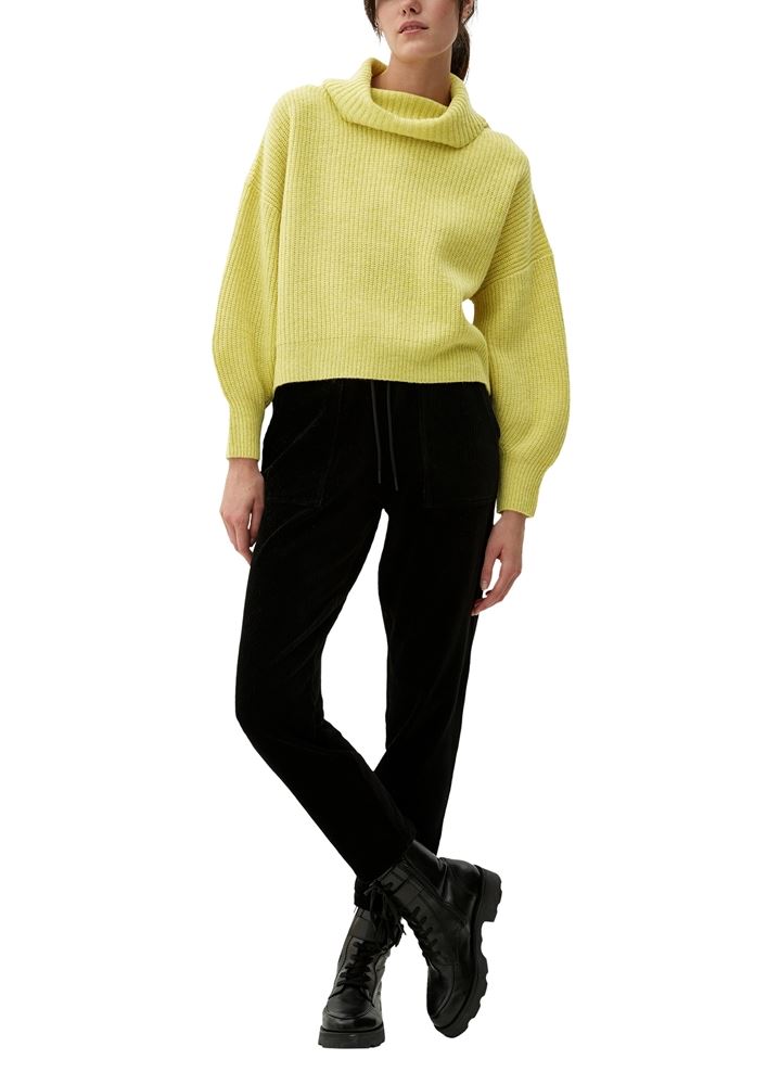 s.Oliver Damen Strickpullover Wollmix Rollkragen weiß gelb S22 2121163 44 | 0210 WHITE | 