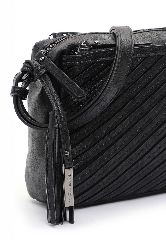 Tamaris Crossbody-Bag Umhängetasche Julina Streifen- Design schwarz S22 32021,100 