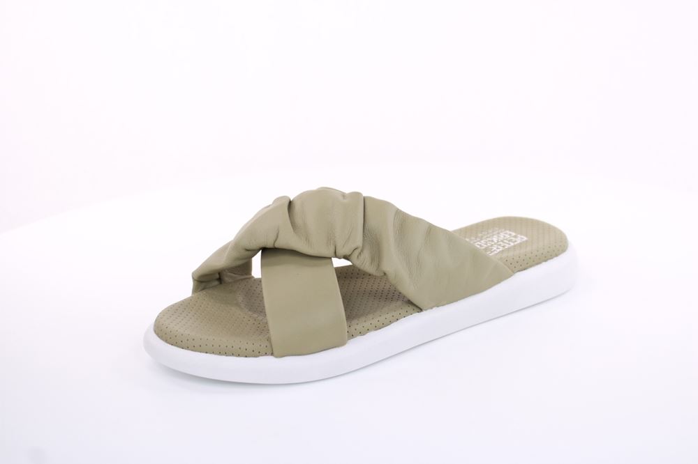 PETER ERIKSON Damen Pantolette Leder Comfort- Fußbett grün, schwarz S13 221511 