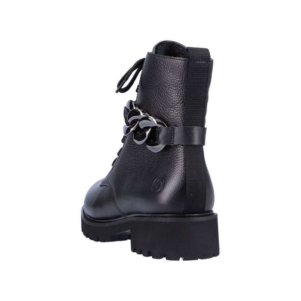 Remonte Damen Schnürboots Schnürstiefel Kettendetail Leder schwarz S22 D8699-00 40 | schwarz/schwarz | G