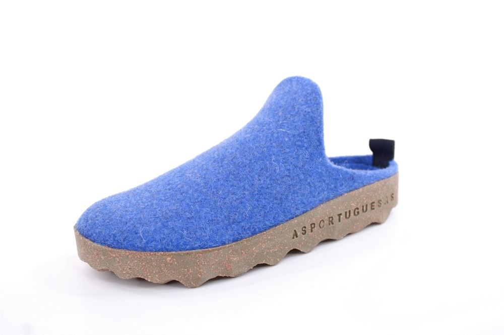 ASPORTUGUESAS Damen Pantolette Wolle Kork vegan Nachhaltig blau S22 P018023052 
