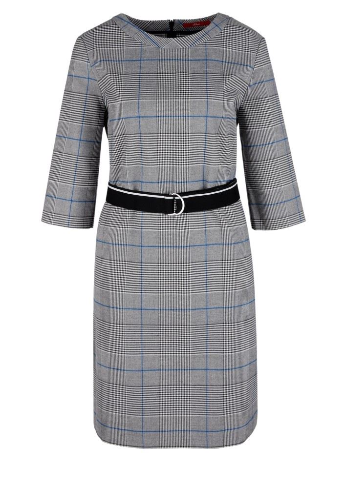 s. Oliver Kleid mit Gürtel kariert 2031783 40 | 94R0 SILVER GRE | 