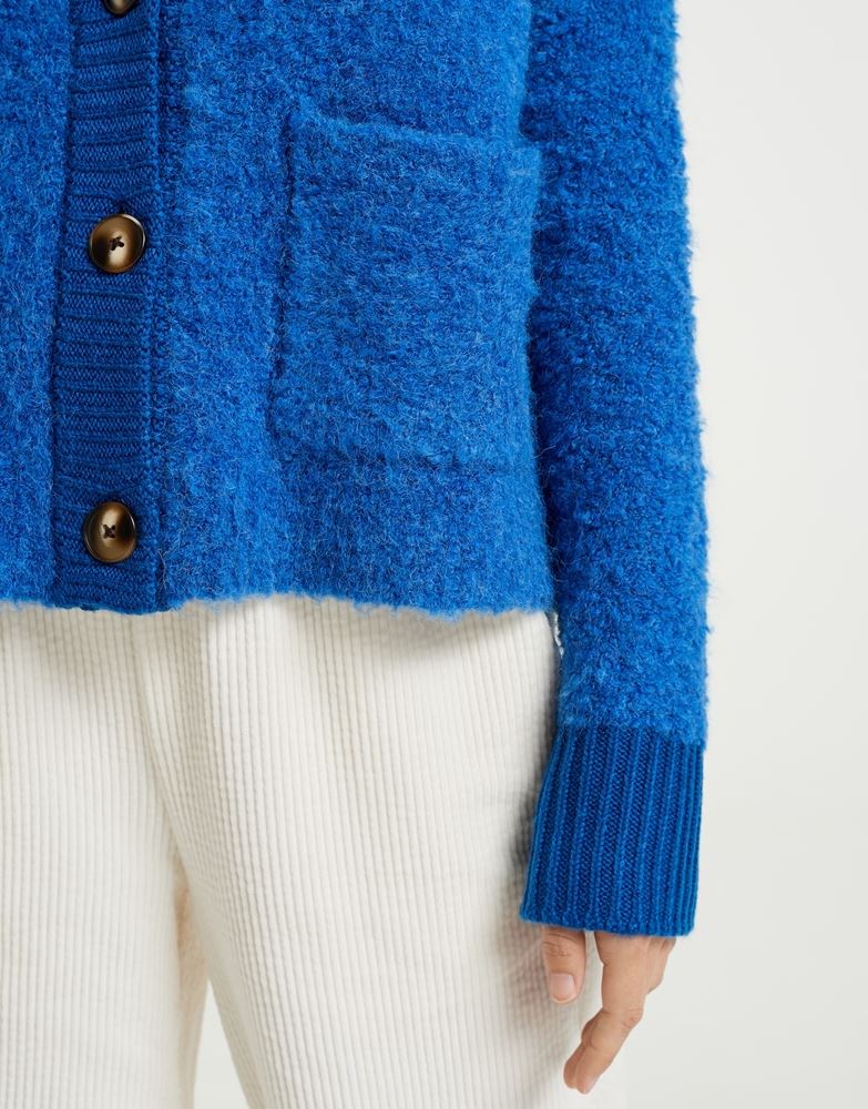 OPUS Strickjacke Doina Woll- Mix Bouclé-Ware blau S22 1010694869146 